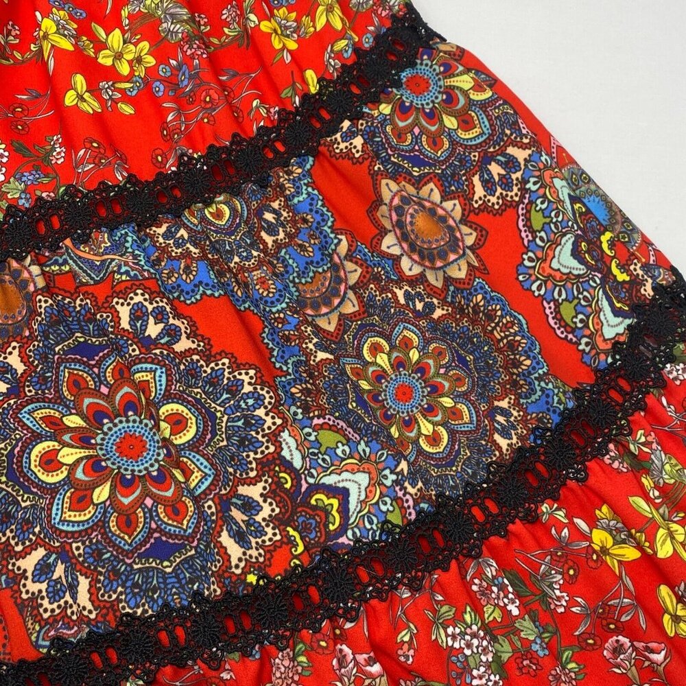 Alice + Olivia Karolina Red Tiered Halter Maxi Dress 6 - Picture 8 of 11